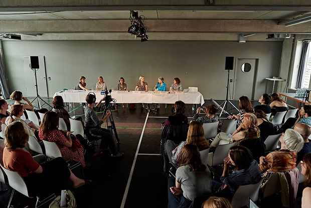Symposium, Panel 1: <i>Eine weibliche Geschichte der elektronischen Musik?</i> with Prof. Kirsten Reese, Gudrun Gut, Prof. Dr. Christina von Braun, Prof. Dr. Marion Saxer, Prof. Dr. Elena Ungeheuer, Prof. Dr. Janina Klassen
